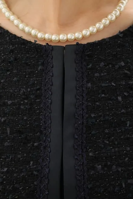 ネイビーのツイードリボン×ラメセレモニースーツセット