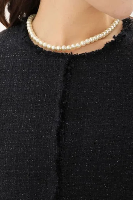 ネイビー×ラメ入りツイードのAラインセレモニースーツセット