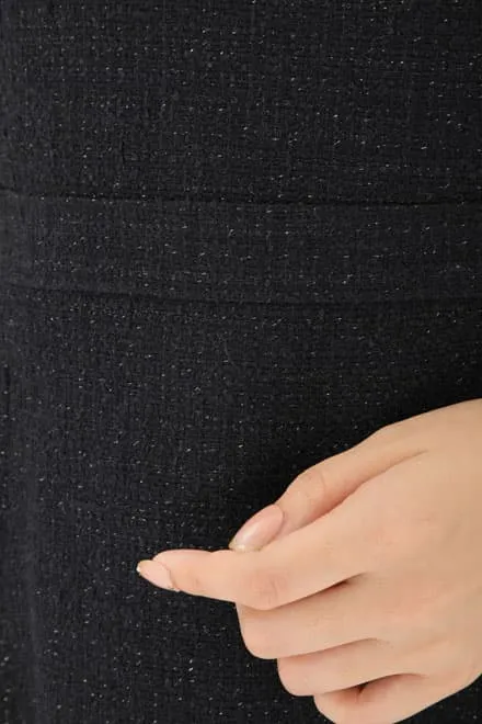 ネイビー×ラメ入りツイードのAラインセレモニースーツセット