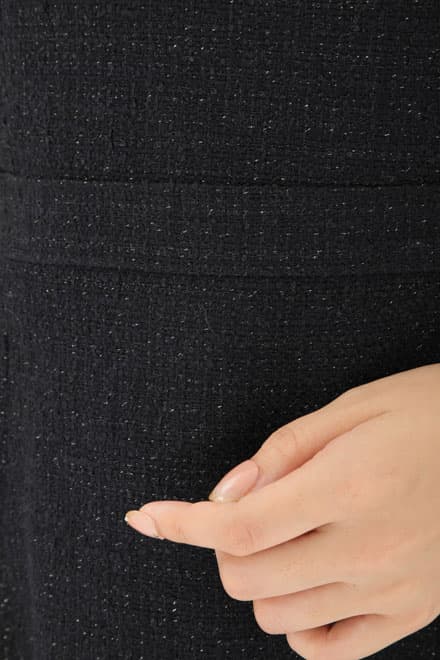 ネイビー×ラメ入りツイードのAラインセレモニースーツセット