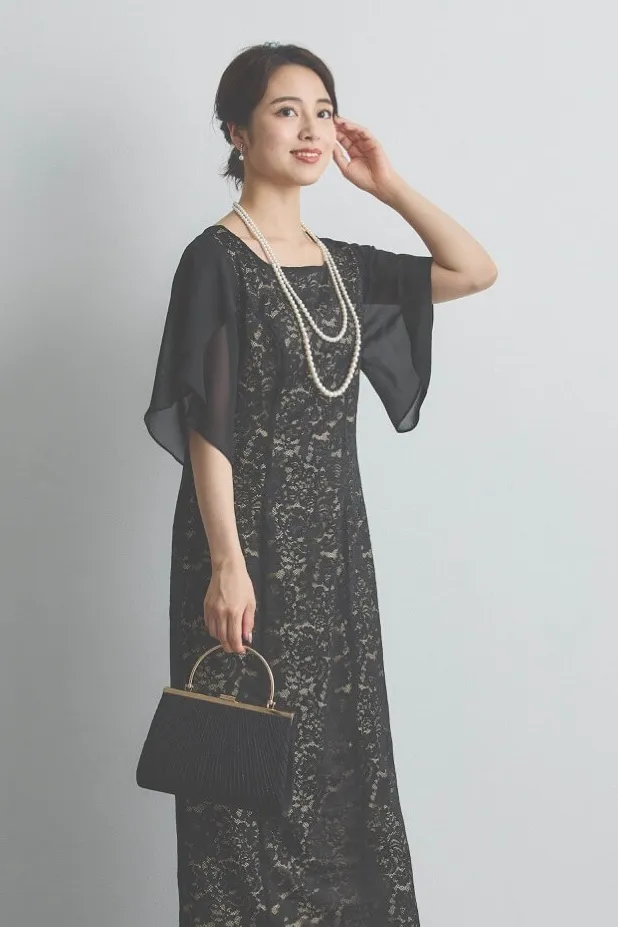 ポイントビジューの2連パールロングネックレス