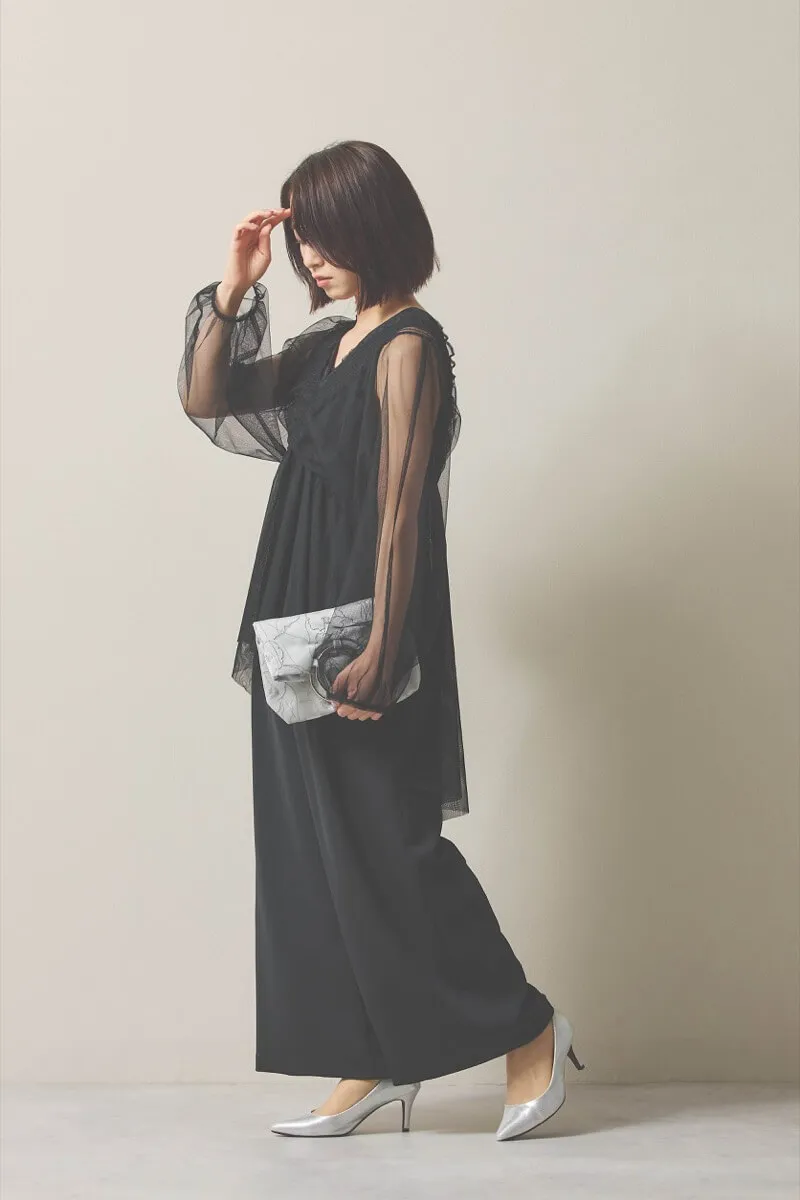 グレーのフラワークロッキーバッグ