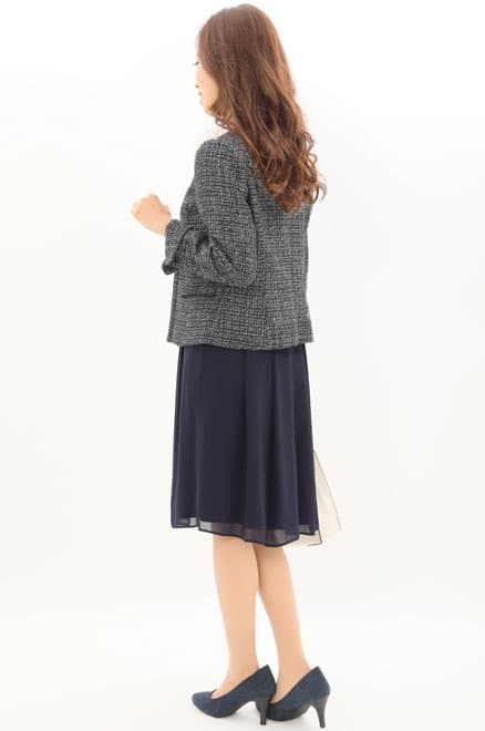 ネイビーの七分袖ワンピースセレモニーセット