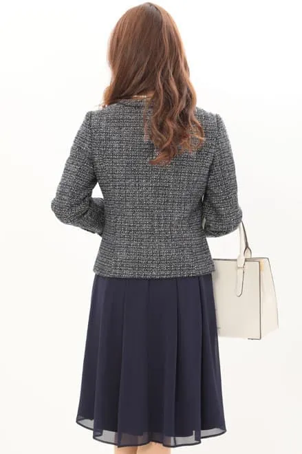 ネイビーの七分袖ワンピースセレモニーセット