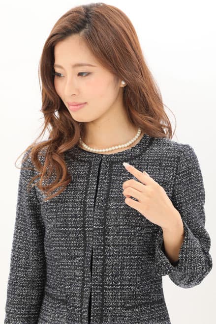 ネイビーの七分袖ワンピースセレモニーセット