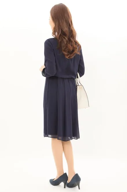 ネイビーの七分袖ワンピースセレモニーセット