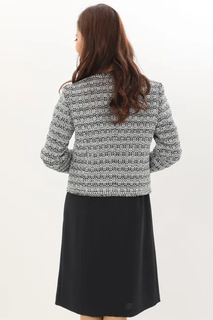 ブラックの七分袖インバーテッドタックセレモニースーツセット