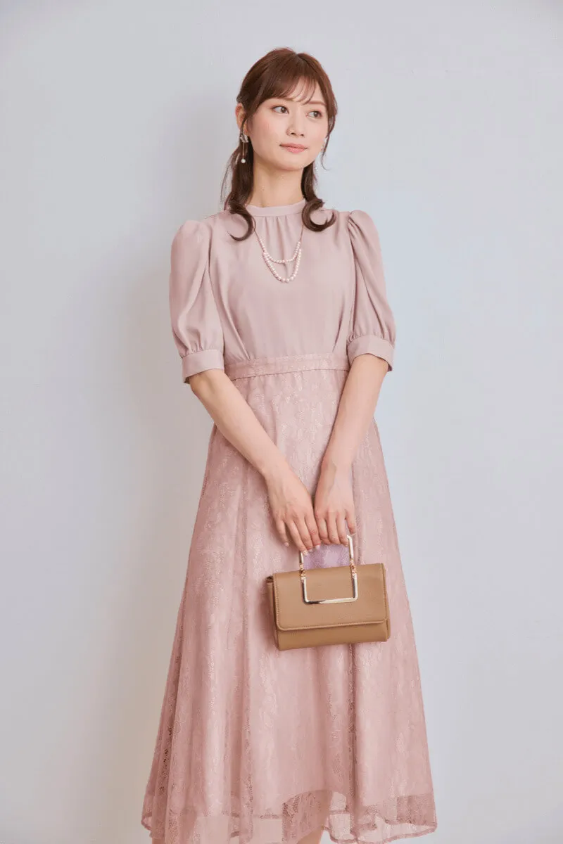 ピンクのプチハイネックマーメイドドレス