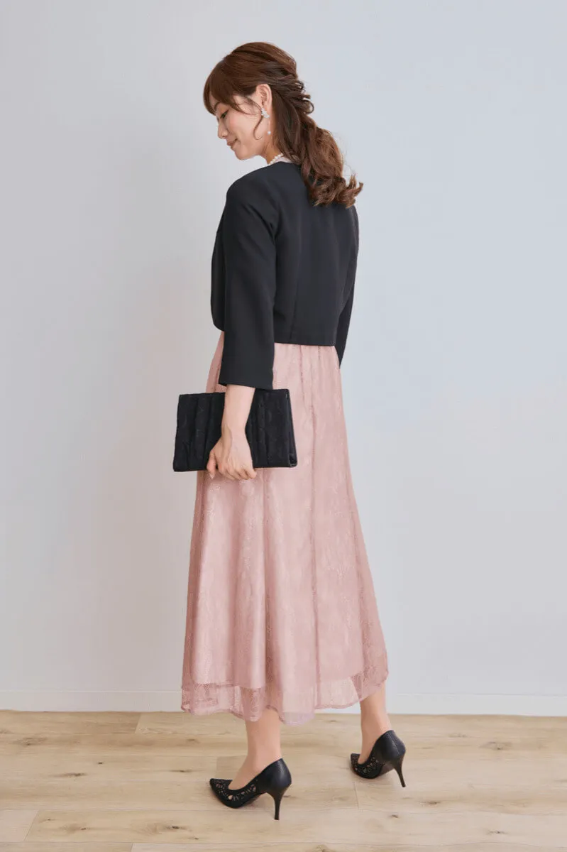 ピンクのプチハイネックマーメイドドレス