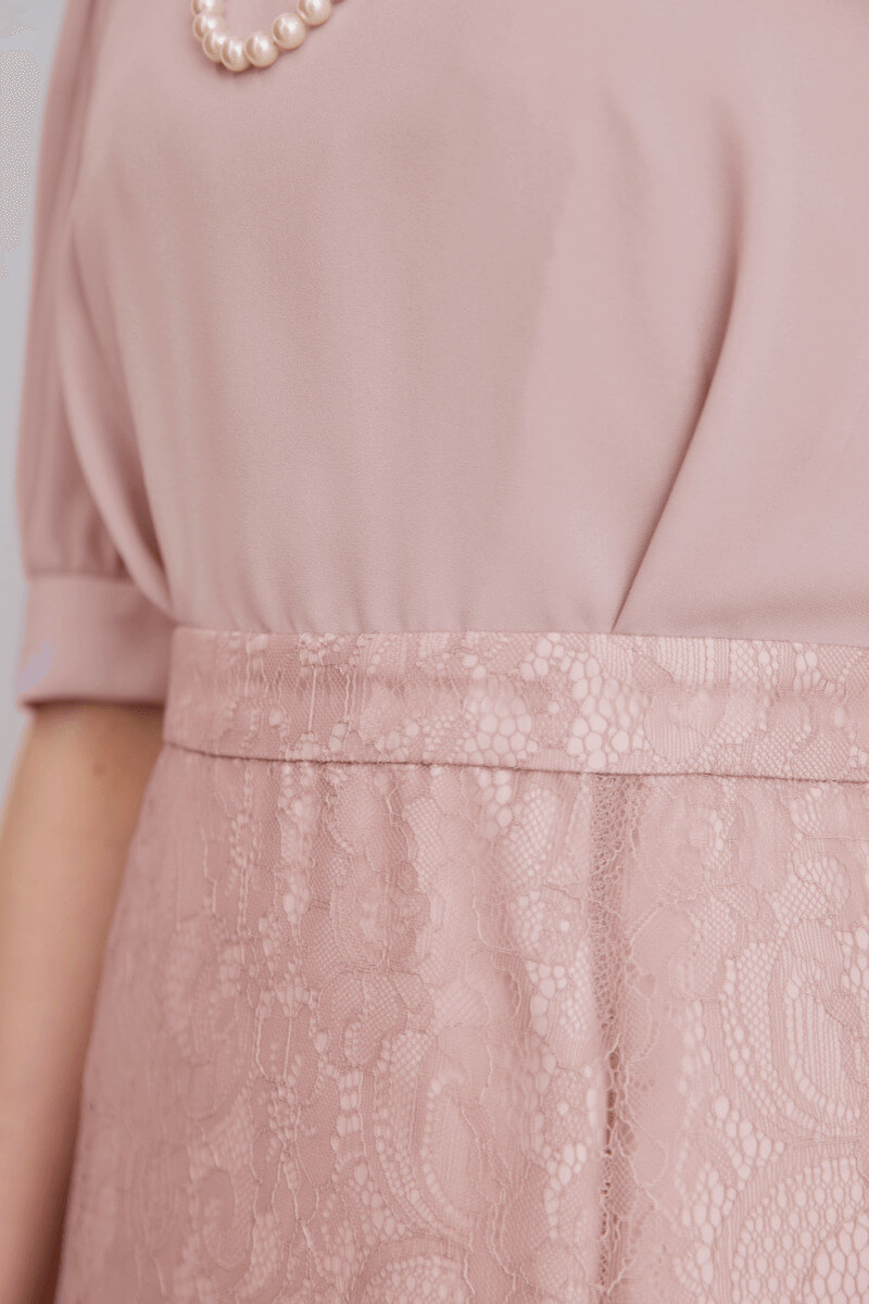 ピンクのプチハイネックマーメイドドレス