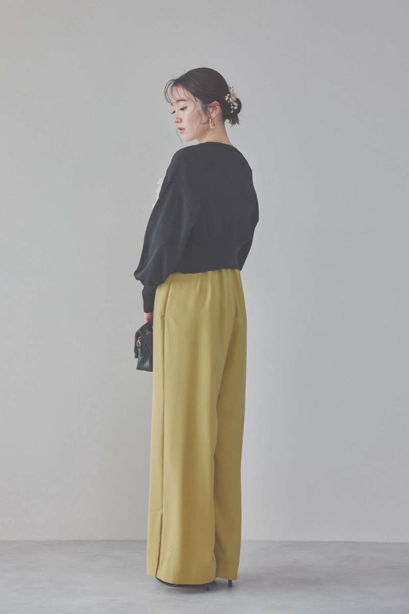 イエローチュールフリルオールインワンドレス