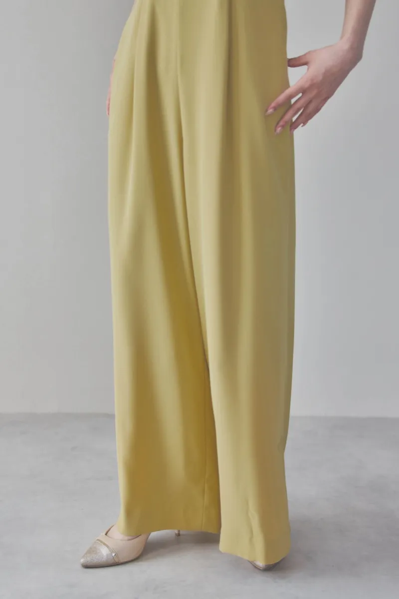 イエローチュールフリルオールインワンドレス