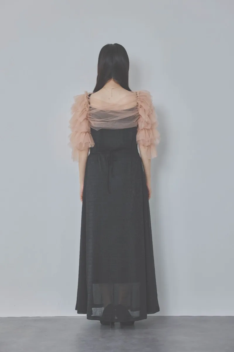 ブラックのティアードフリルボレロドレス