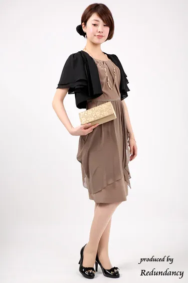 ブラックの後ろリボン半袖ボレロ