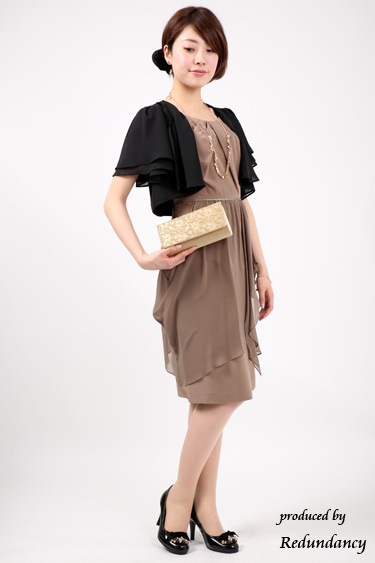 ブラックの後ろリボン半袖ボレロ