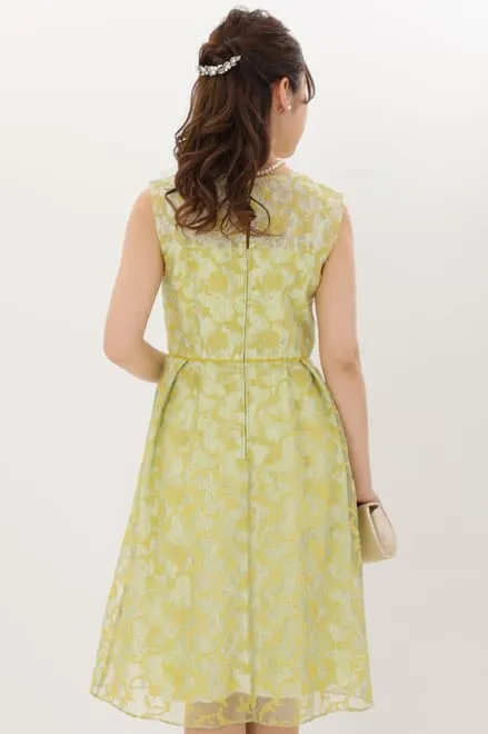 イエローのオーガンジー刺繍ドレス