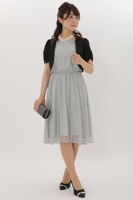 ブルーのビジュートップス付き2wayレースドレス