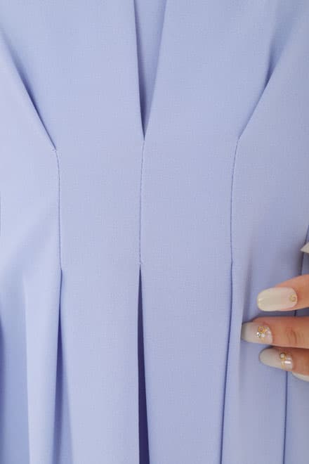 ブルーのウエスト切替フィッシュアンドテールドレス