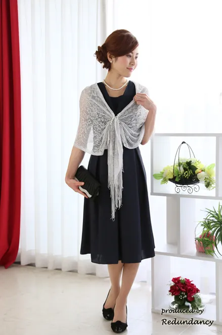 シルバーレースのストール(ホック付)
