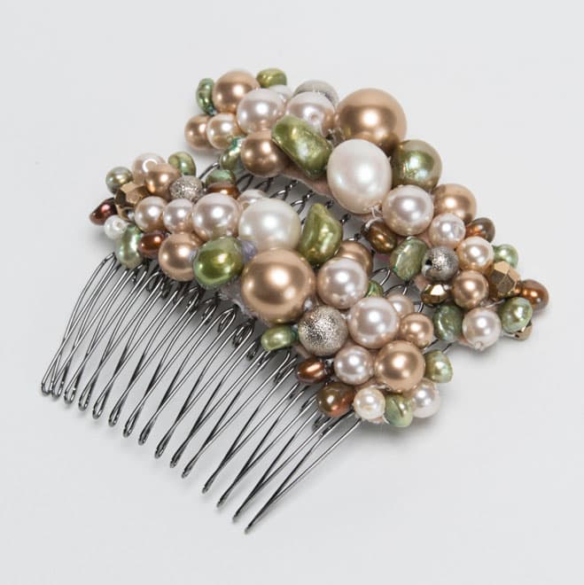 ゴールドとグリーンのパールコーム2個セット