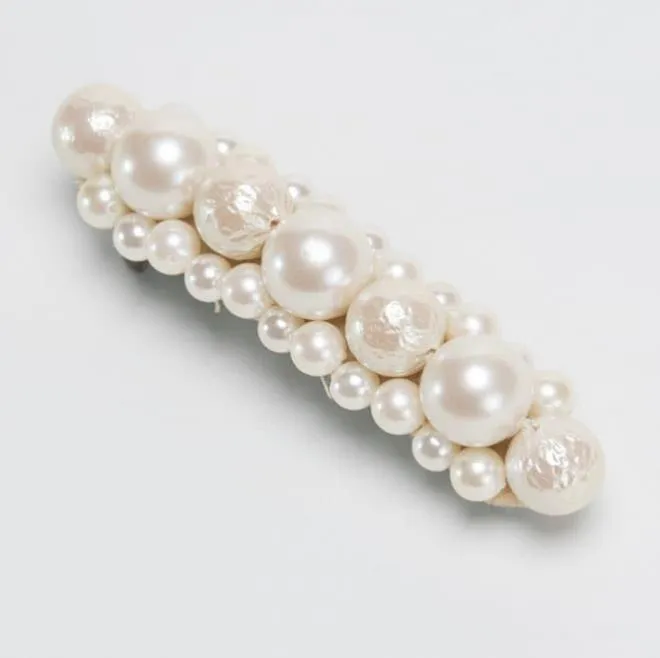 コットンパールのバレッタ