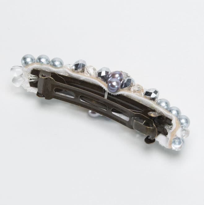 ラインストーンとグレーパールのバレッタ