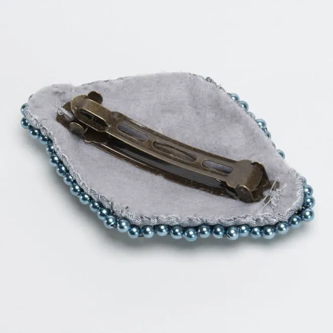 インディゴブルー×ブラックのビジューバレッタ