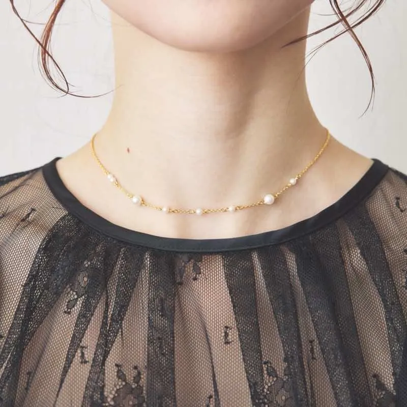 サージカルステンレスのミニパールネックレス