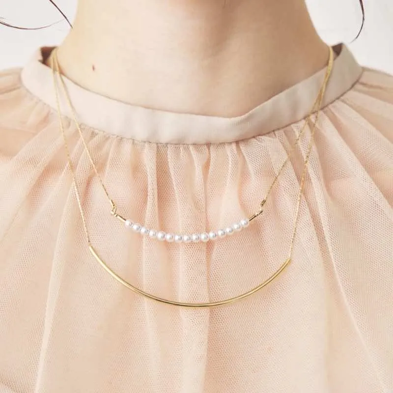 ゴールド×パールの2連ネックレス