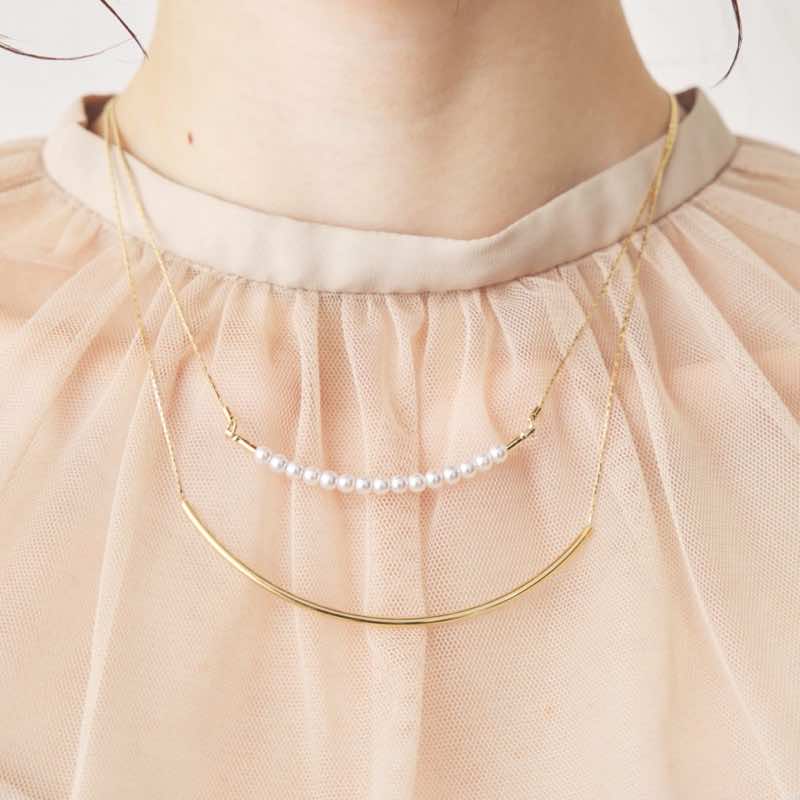 ゴールド×パールの2連ネックレス