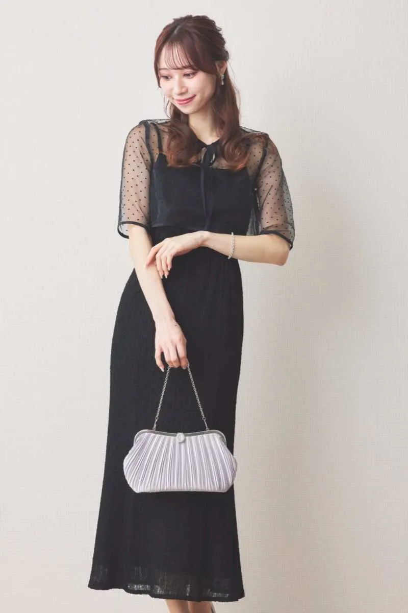 パールとストーンのチェーンブレスレット(シルバー)