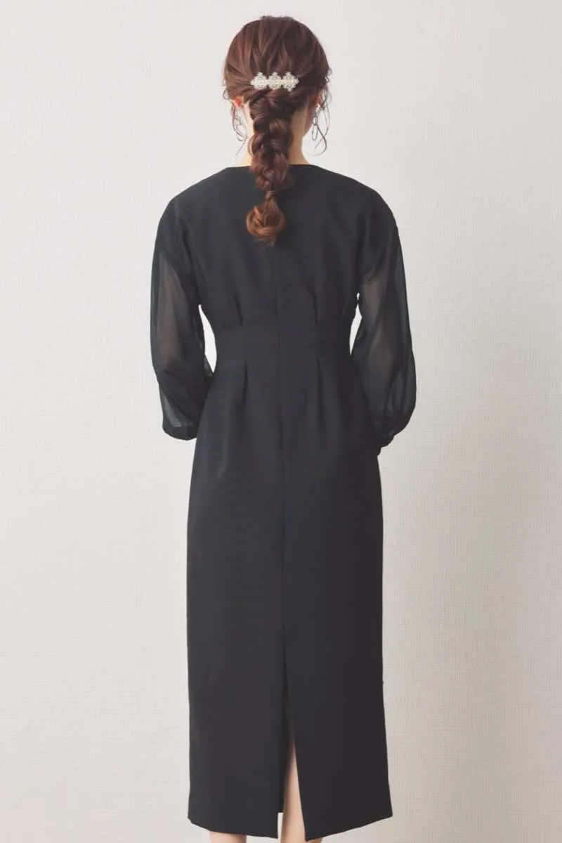 メタルフラワーのゴールドバレッタ