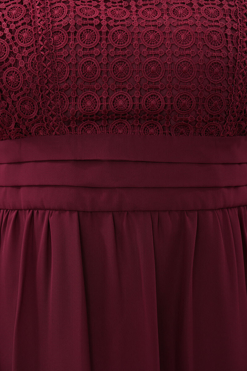 ボルドーのヴィンテージライクレースドレス