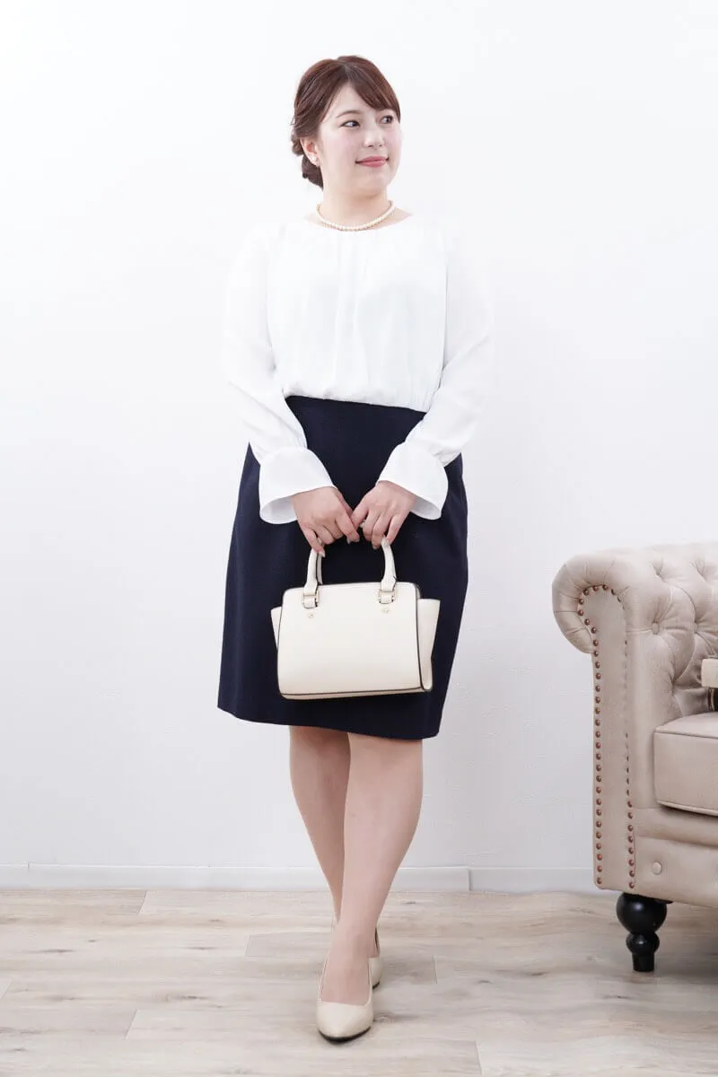 ネイビーのツイード長袖コンビセレモニースーツセット