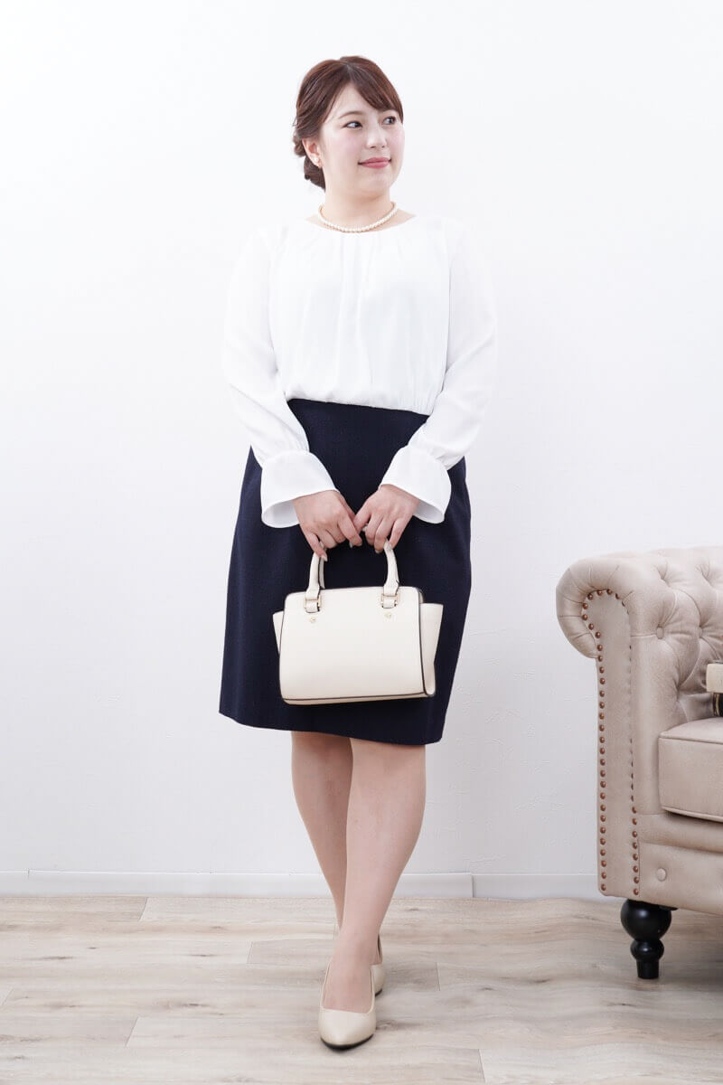 ネイビーのツイード長袖コンビセレモニースーツセット