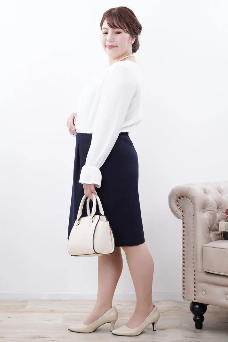 ネイビーのツイード長袖コンビセレモニースーツセット