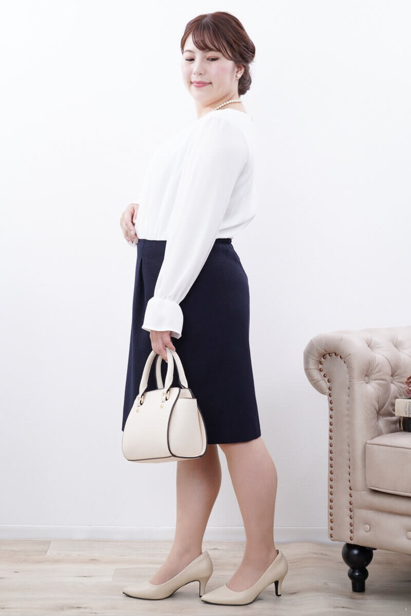 ネイビーのツイード長袖コンビセレモニースーツセット