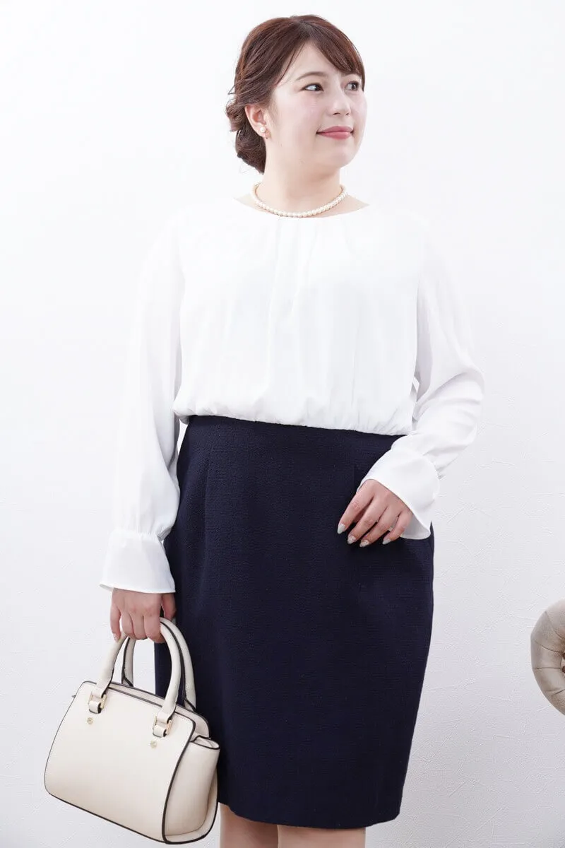 ネイビーのツイード長袖コンビセレモニースーツセット