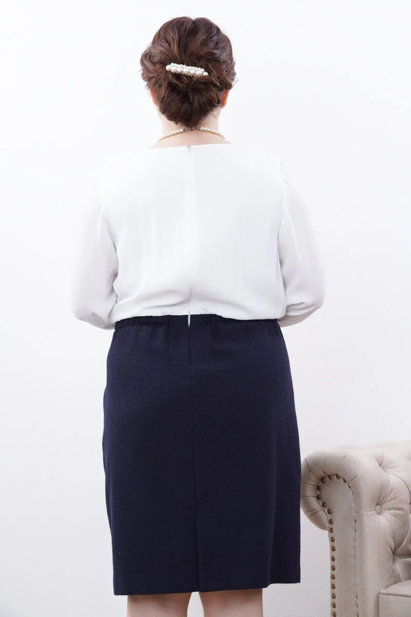 ネイビーのツイード長袖コンビセレモニースーツセット