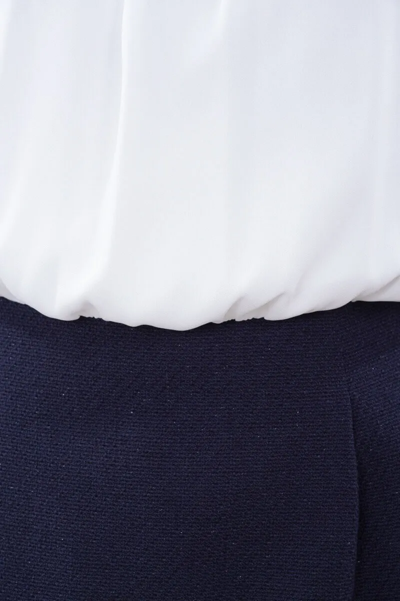 ネイビーのツイード長袖コンビセレモニースーツセット