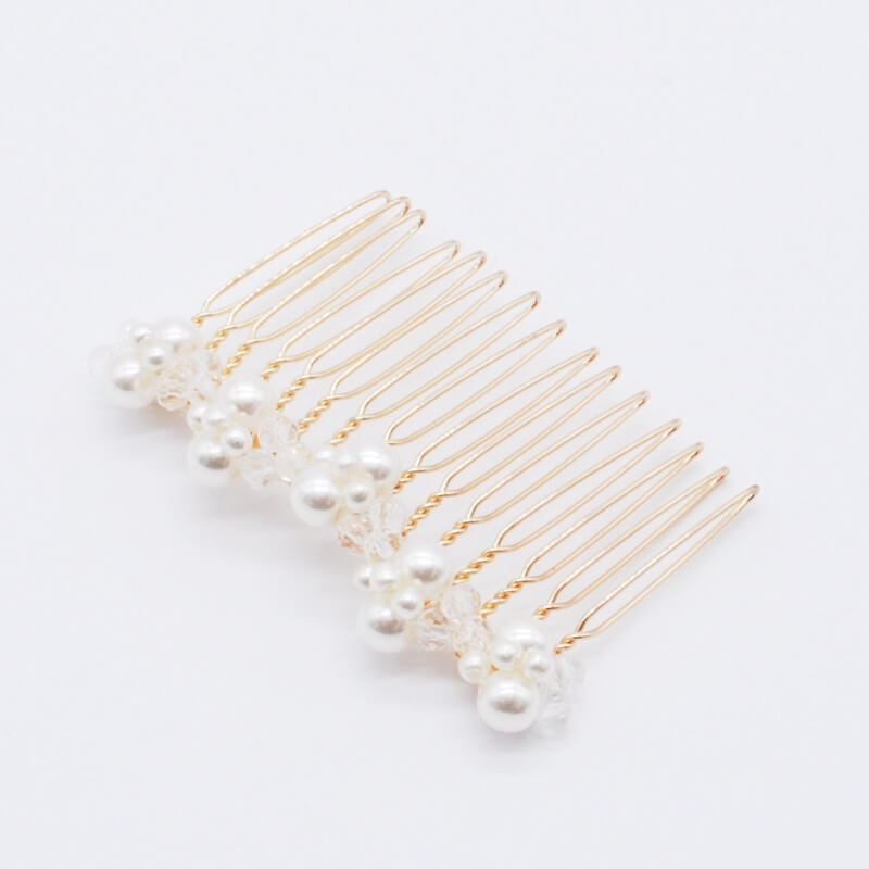 パール×ビーズのゴールドコーム