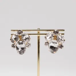 ビジュー付きイヤリング(ゴールド)