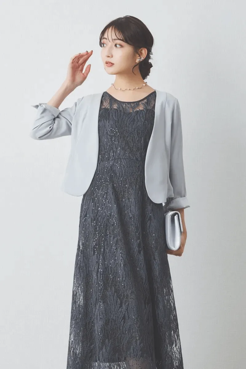 ダークグレーのスパンコールアネモネドレス