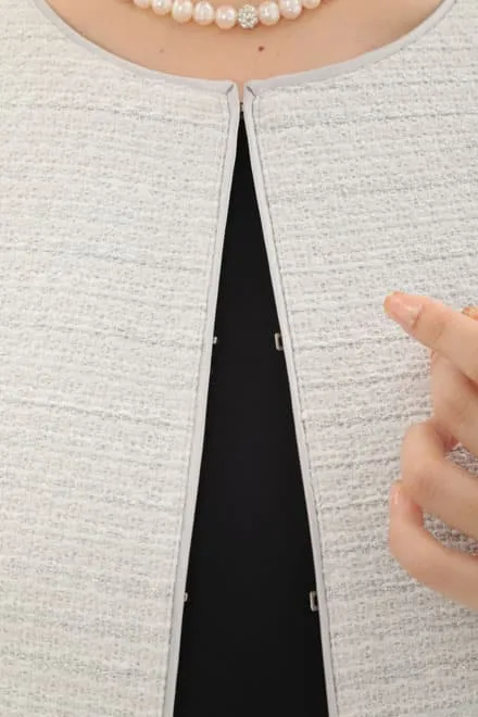 ネイビーの授乳口付きツイードセレモニースーツセット