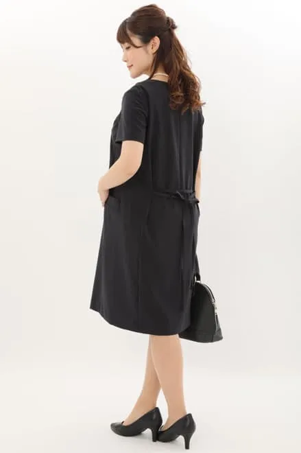 ネイビーの授乳口付きツイードセレモニースーツセット