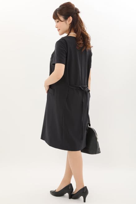 ネイビーの授乳口付きツイードセレモニースーツセット