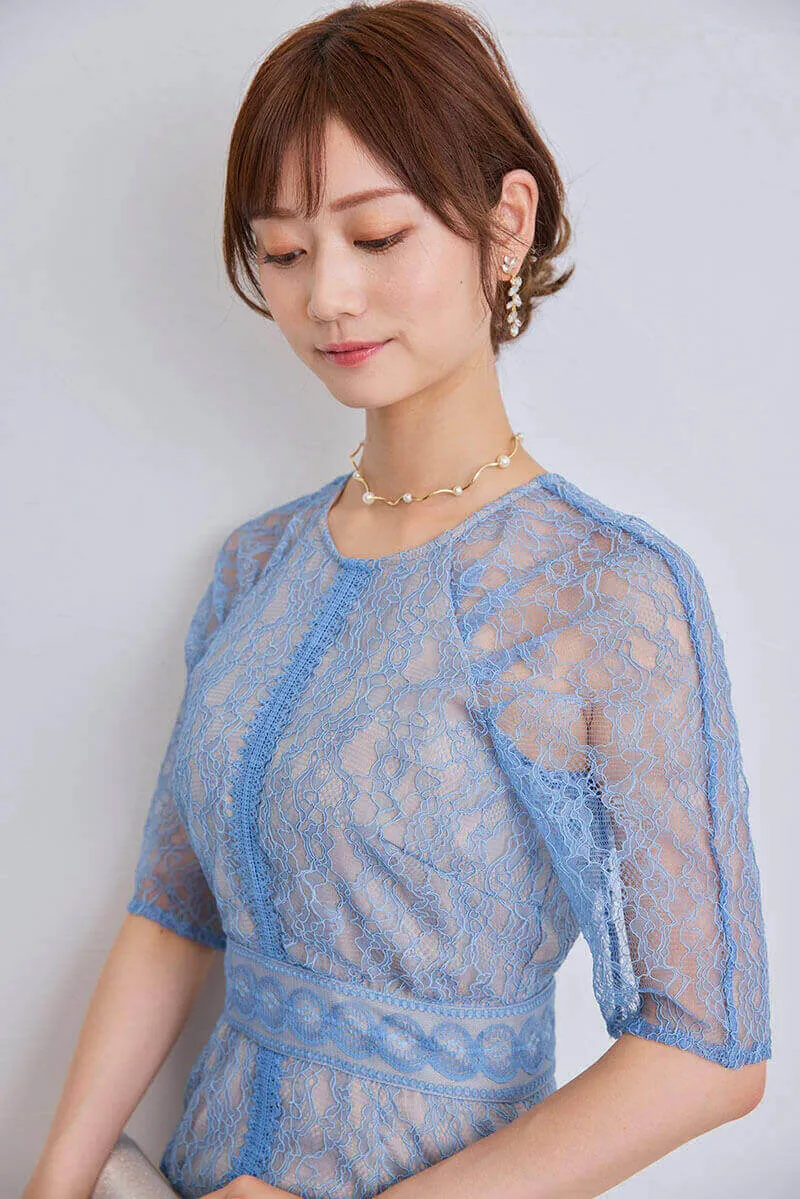 パール×メタルのウェーブネックレス(ゴールド)