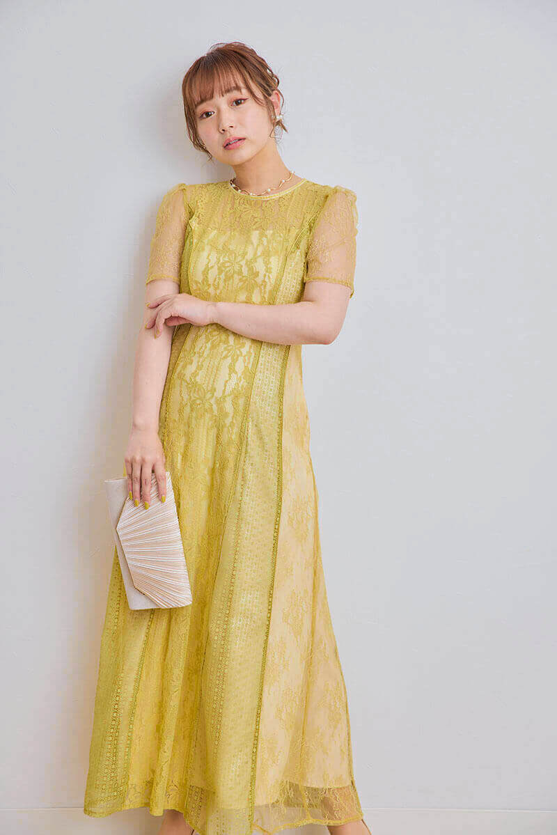 パール×メタルのウェーブネックレス(ゴールド)