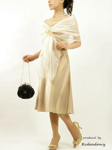 ベージュオーガンジーストール(コサージュ付)