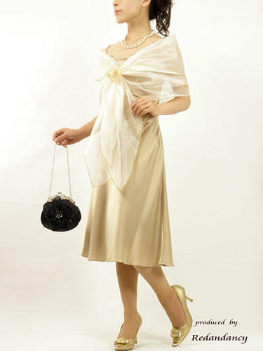 ベージュオーガンジーストール(コサージュ付)